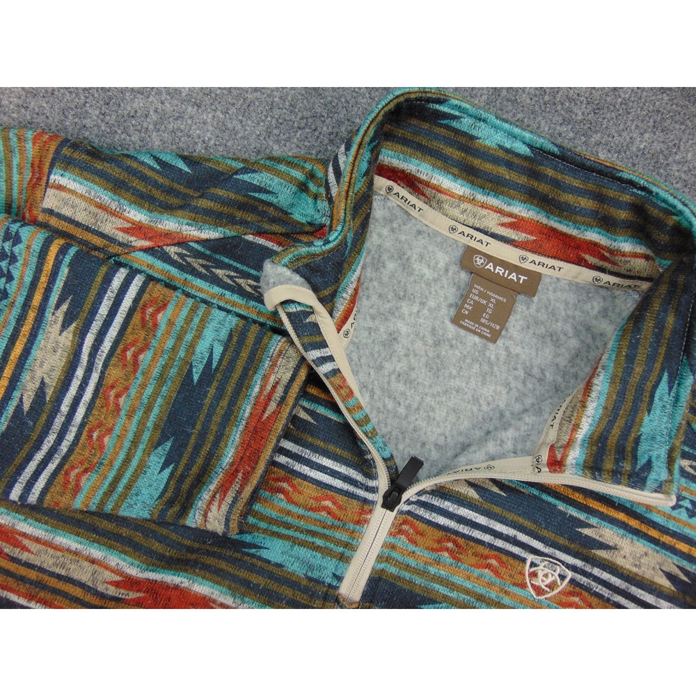 Ariat Pullover Mens XL Quarter Zip Aztec Southwestern Multicolor Fleece Jacket